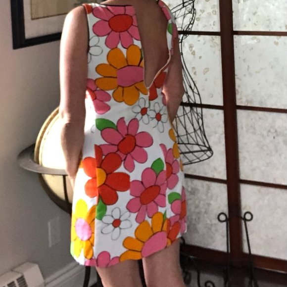 Vintage Retro Hippy Floral Vibrant A-Line Dress - (Sz. 4) - Picture 10 of 10